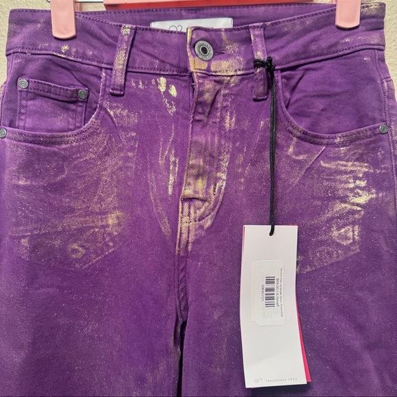 NWT Purple Jeans W/ Gold Metallic Detail Sz XS - Picture 5 of 6
